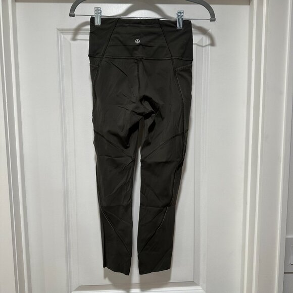 Lululemon Run The Course Crop Legging Camo Green Size 4 - Picture 5 of 9